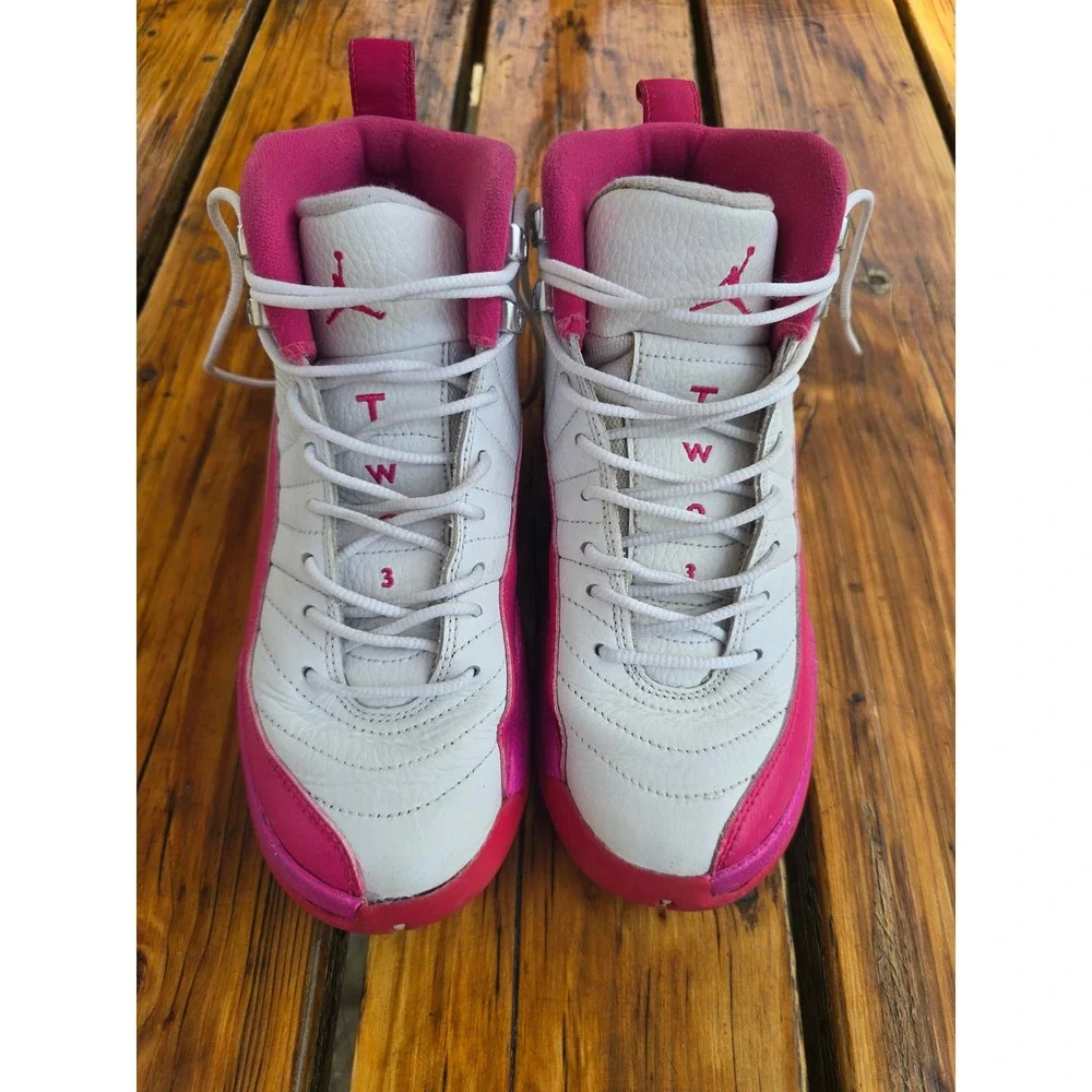 Jordan 12 Retro Dynamic Pink White Kids Sneakers 5Y 510815-109 Jumpman